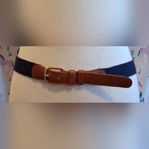 EUC Vintage Y2K Coach Navy Linen & Tan Leather Casual Prep Everyday Belt 39in